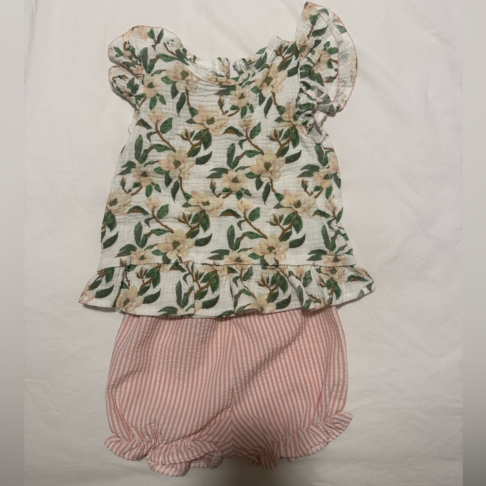 Mud Pie Toddler Girl Floral Tunic and Short Set